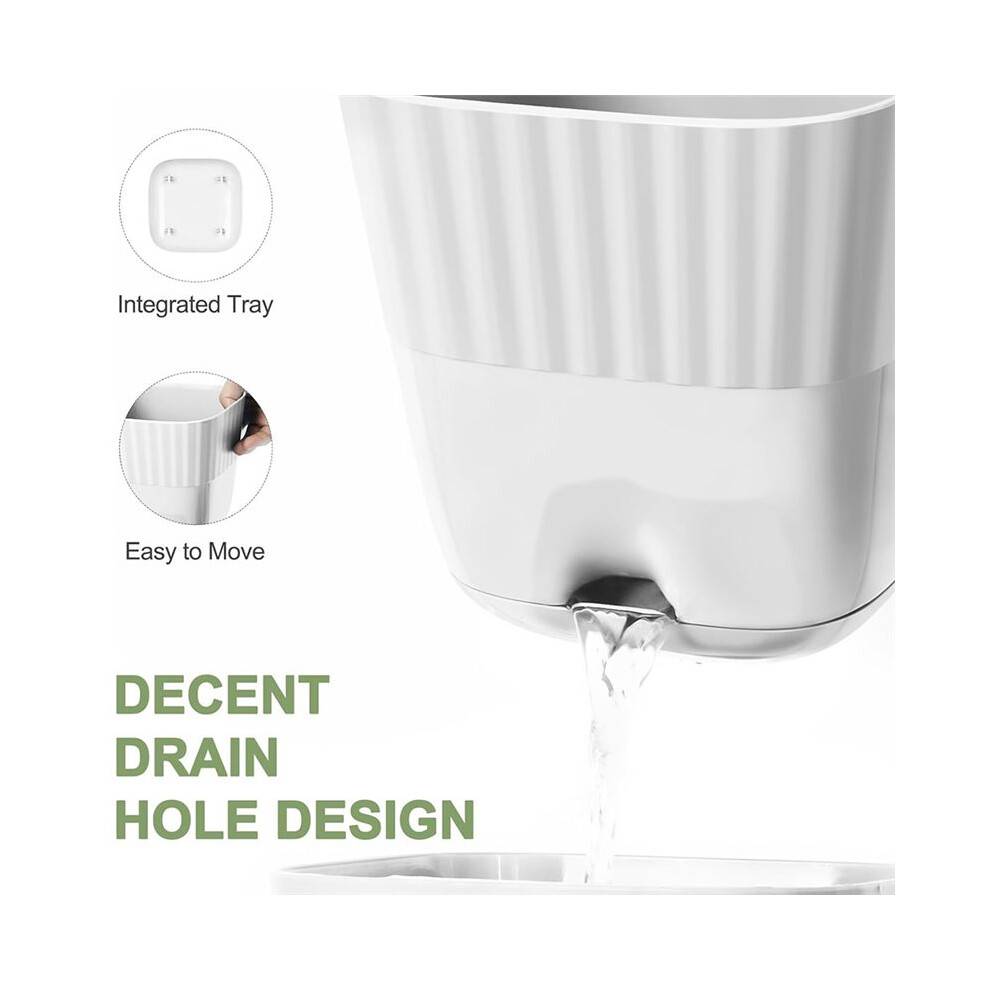 Flower Pots 6 Inch, 5 Pack Square Plant Pots with Drainage Holes and Connectiong Saucer Tray, for Indoor Outdoor