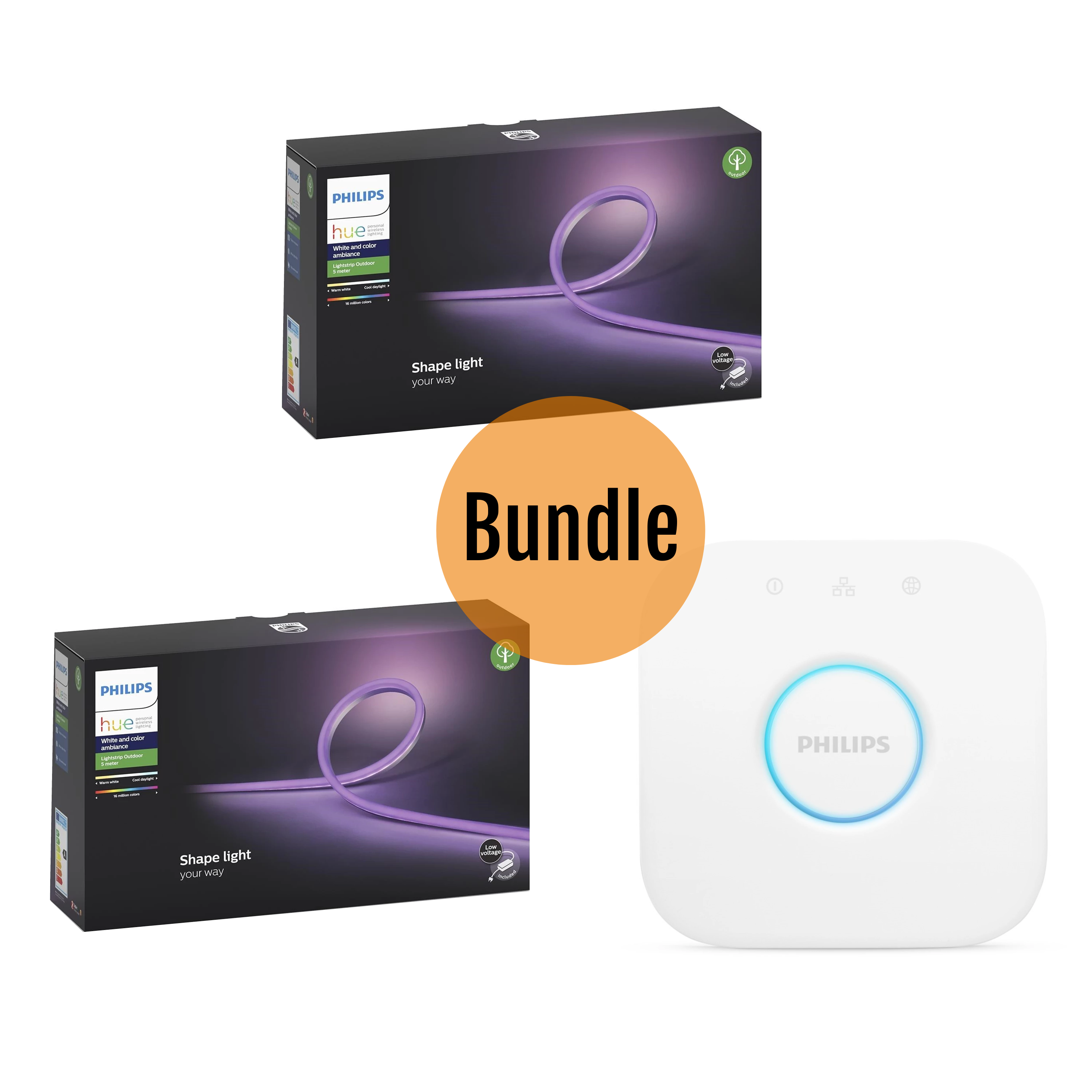 Philips Hue Outdoor Lightstrip WCA 5M x2 + Bridge – Bundle