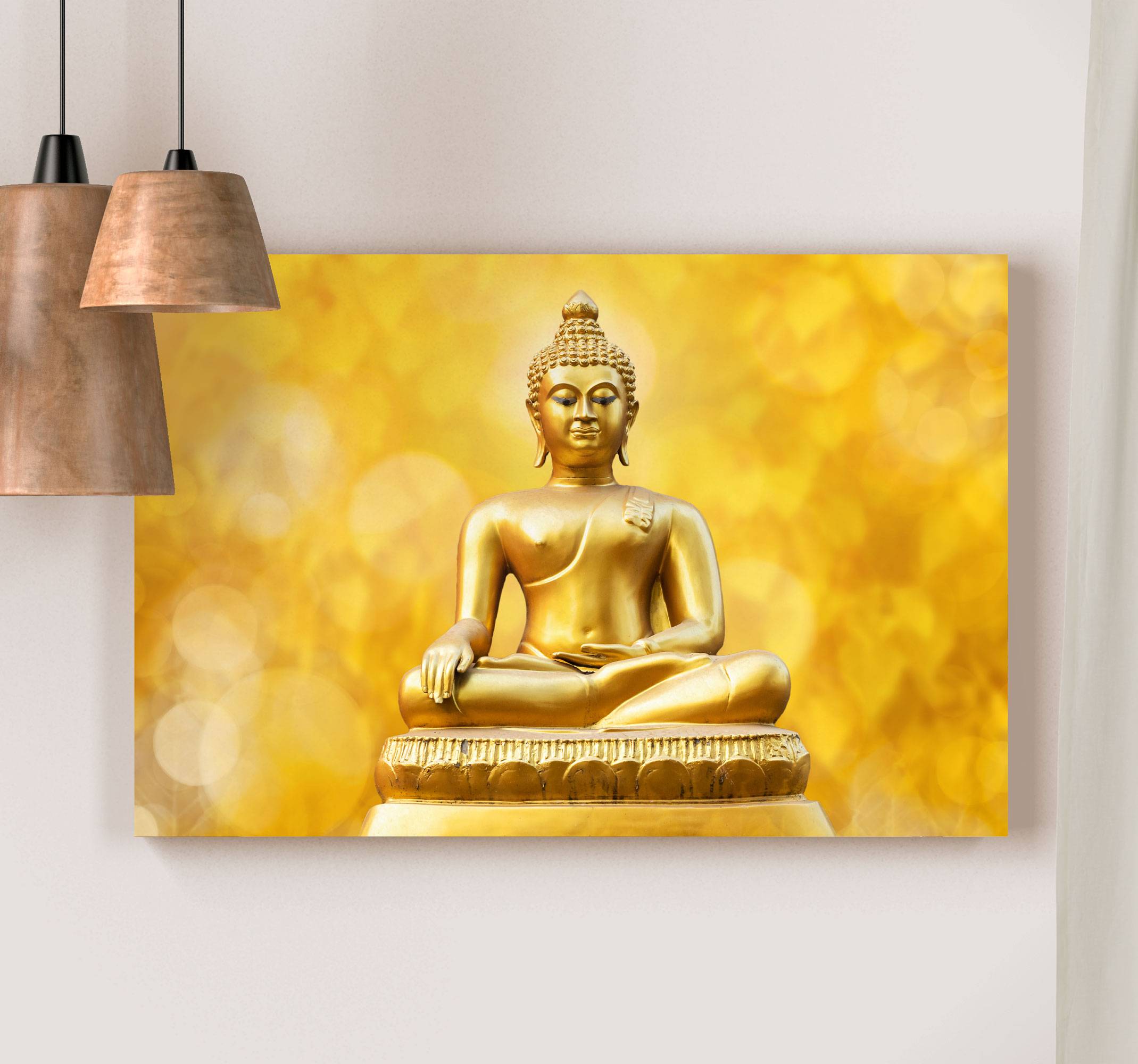 Gyllene tredelad buddha väggduk