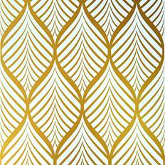 JOLIHOME Geometriskt mönster tapet guld och vit modern minimalistisk vattentät självhäftande tapeter för kök badrum vardagsrum sovrum väggdekal 44,5 x 500 cm