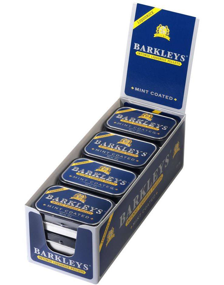 12 stk Barkleys Liquorice Pellets Mint Coated - Intens Små Lakridsdrops med Mintshell - Hel Æske