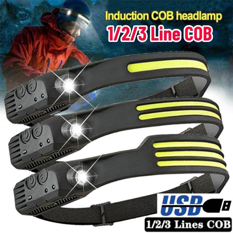 USB Uppladdningsbar LED Sensor Pannlampa XPE+COB Strålkastare Huvudlampa Arbetslampa Vattentät Pannlampa för Fiske Camping Lykta