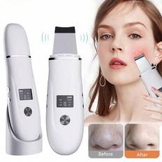 Ultraljudsskrubber Ansiktspeeling Hudskrubber Djup ansiktsrengöring Spatel Acne Pore Ultrasonic Scrubber Ansiktsrengöring - Vitt (En-Storlek,Dubbelpack)