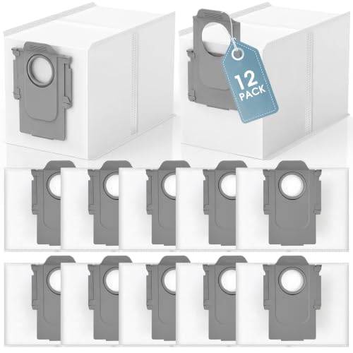 Leavans 12 Pieces Dust Bags Accessory Set For Roborock Q Revo/Qrevo Pro/Qrevo MaxV/Qrevo S/Qrevo Master/Qrevo Slim/Qrevo Curv Robots, Replacement Bag Accessories Set Vacuum Bags Replacement Parts