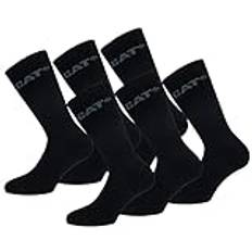 Caterpillar Real Work Socks 6 par arbetsstrumpor manförstärkt på häl och tå bomullsfrotté (43-46, Svart)