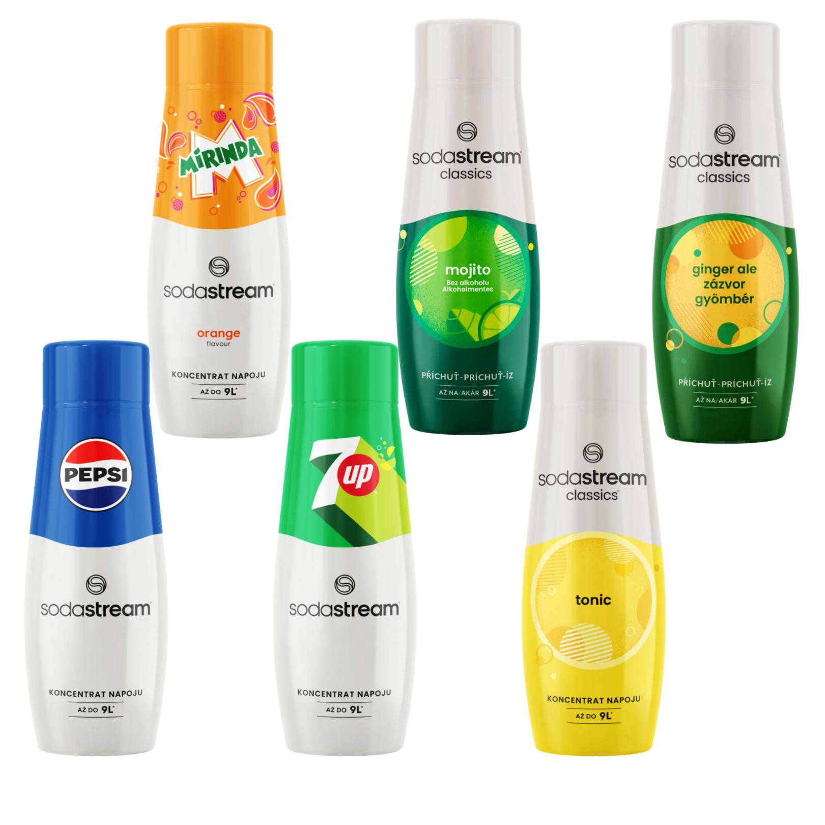 Sodastream Syrup Set Pepsi, Mirinda, 7Up, Mojito, Tonic, Ginger