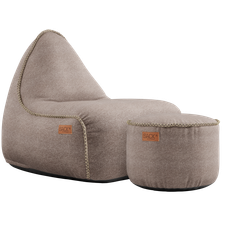 Sackit canvas lounge chair med puf canvas sand