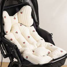 En förtjockad sittdyna för barnvagn med broderat mönster - Beige (En-Storlek)