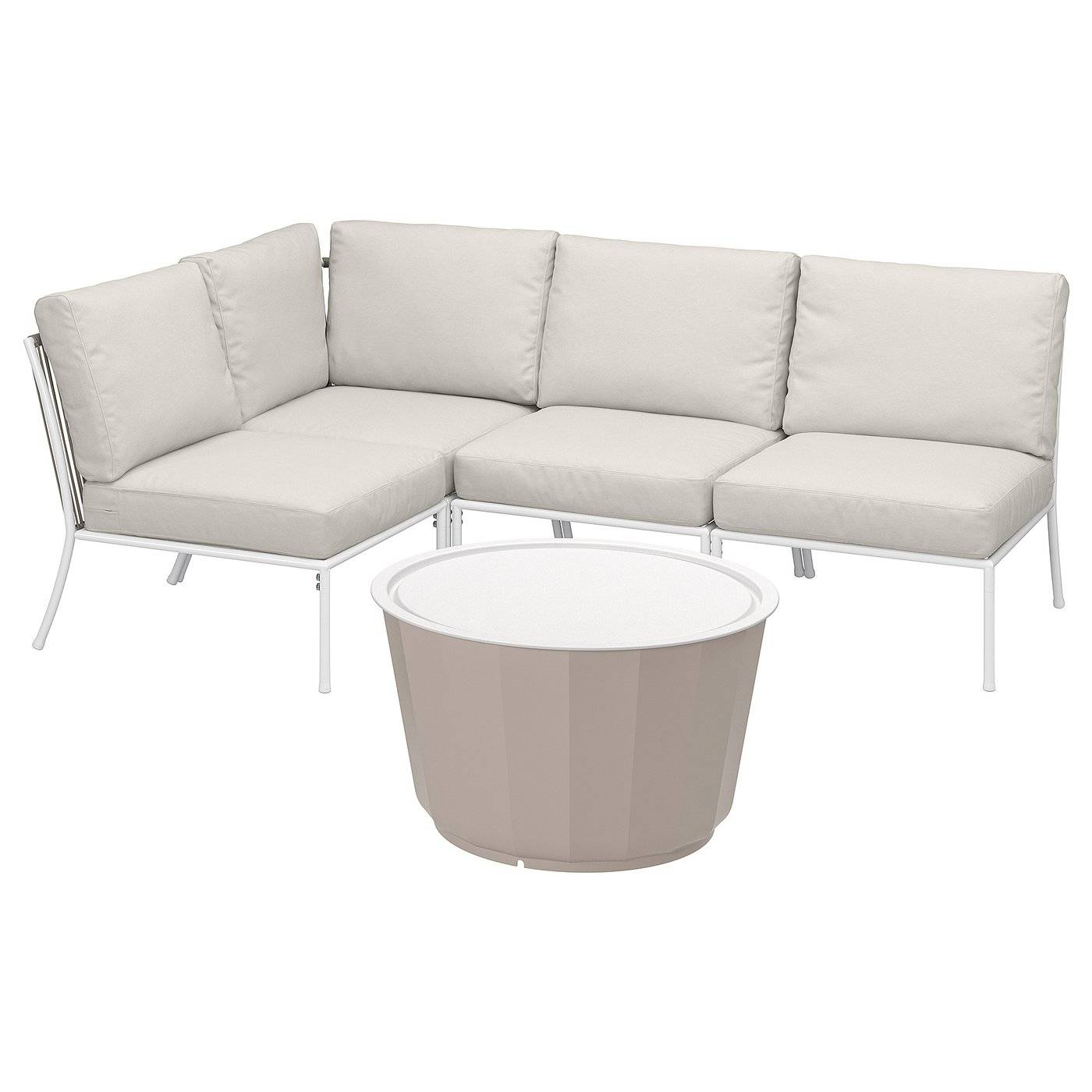 SEGERÖN / LÅGASKÄR 3-sits möbelgrupp, utomhus vit/beige/Frösön/Duvholmen beige
