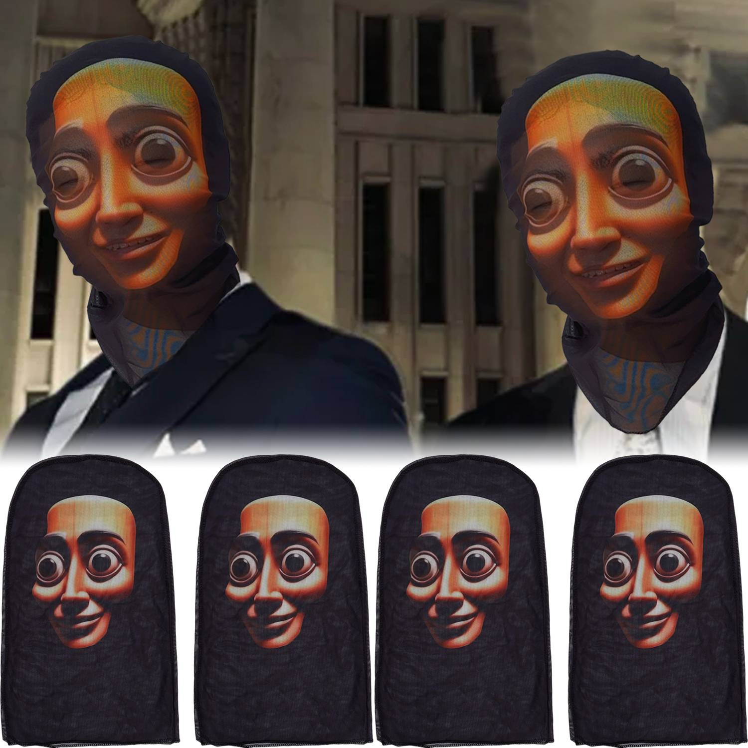 Tung Tung Tung Sahur Riding Mask Funny Breathable Mesh Fabric Mask 3D Mask Cosplay Italian Brainrot Anime Action