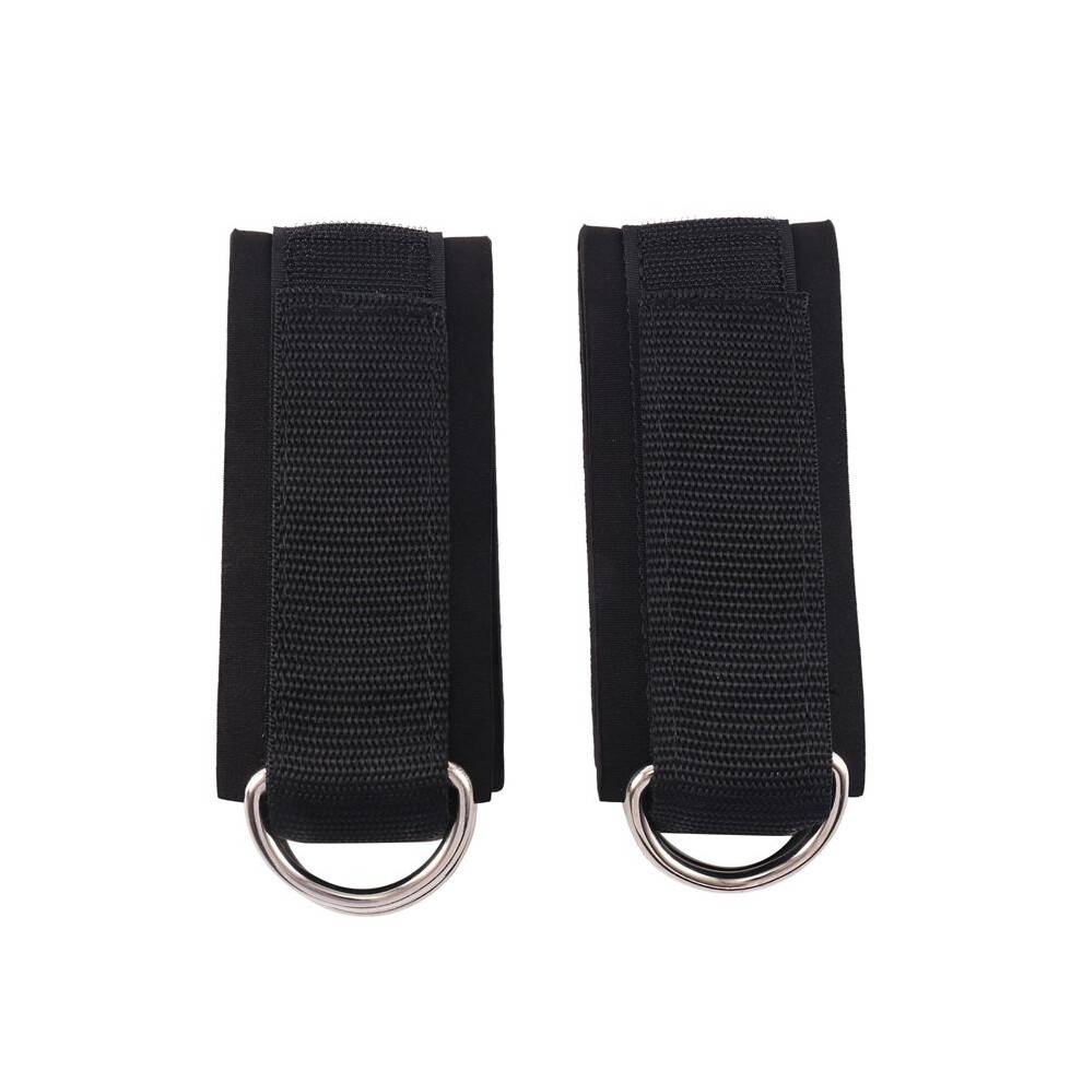 2Pcs Fitness Equipment Gym Ankle Strap Padded Double D-Ring Adjustable Ankle Weight Leg Training Brace Support Black