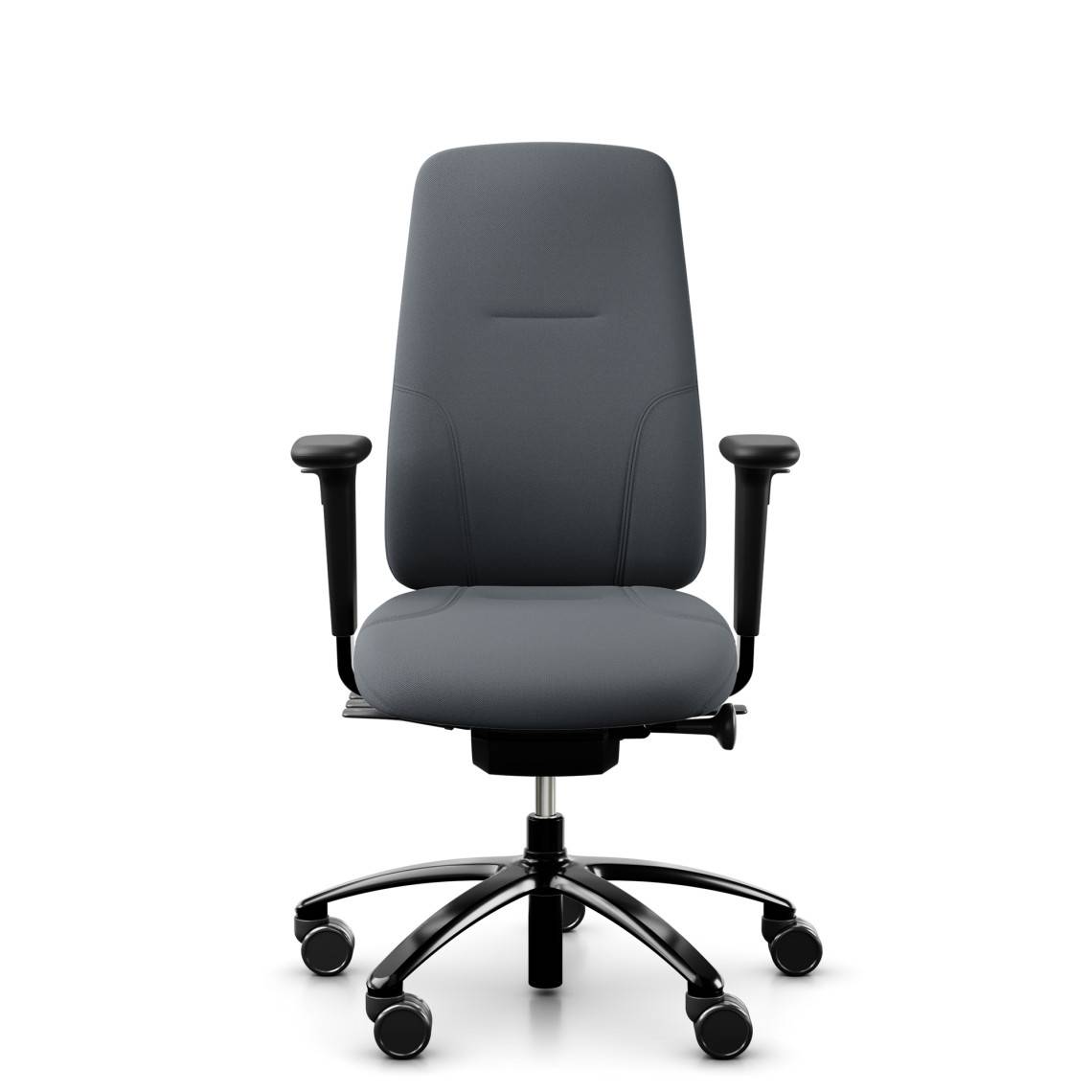 Ergonomisk kontorstol RH Logic 220, Stof Grey (Select SC60003), Nakkestøtte Nej, Armlæn Ja, Valg af hjul Hjul til hårde gulve.