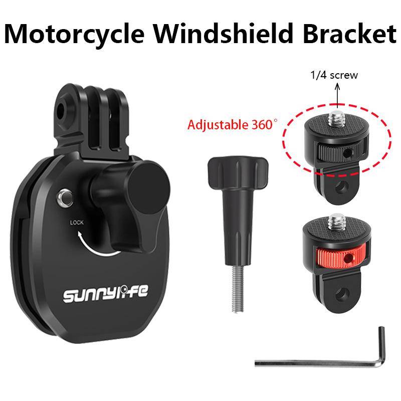 Motorcycle Windshield Action Camera Mount for Insta360 X6 X5 X4 360 ° Adjustment Adapter for DJI Osmo 360 II Action 6 5 Pocket 4