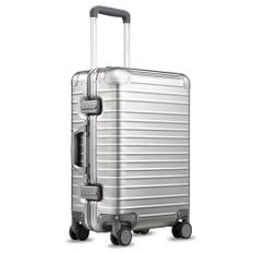 LUGGEX Aluminum Koffer & Trolleys, Stabil Hartschalekoffer ohne Reißverschluss, Alu Reisekoffer mit 4 Doppel-Spinner Rollen, TSA-Zahlenschloss(Silber, 55 cm, 40L)