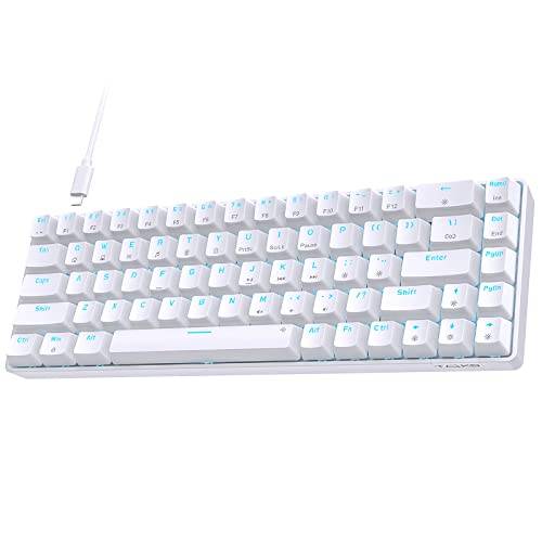 TMKB Mekaniskt Tangentbord Gaming, T68SE 60% Prozent Tangentbord mit USB Kabel, Anti Ghosting US QWERTY Layout Mini LED Brown Switches Mechanical Keyboard für PC Windows/Mac OS, vit