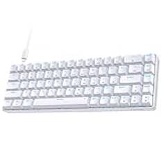 TMKB Mekaniskt Tangentbord Gaming, T68SE 60% Prozent Tangentbord mit USB Kabel, Anti Ghosting US QWERTY Layout Mini LED Brown Switches Mechanical Keyboard für PC Windows/Mac OS, vit