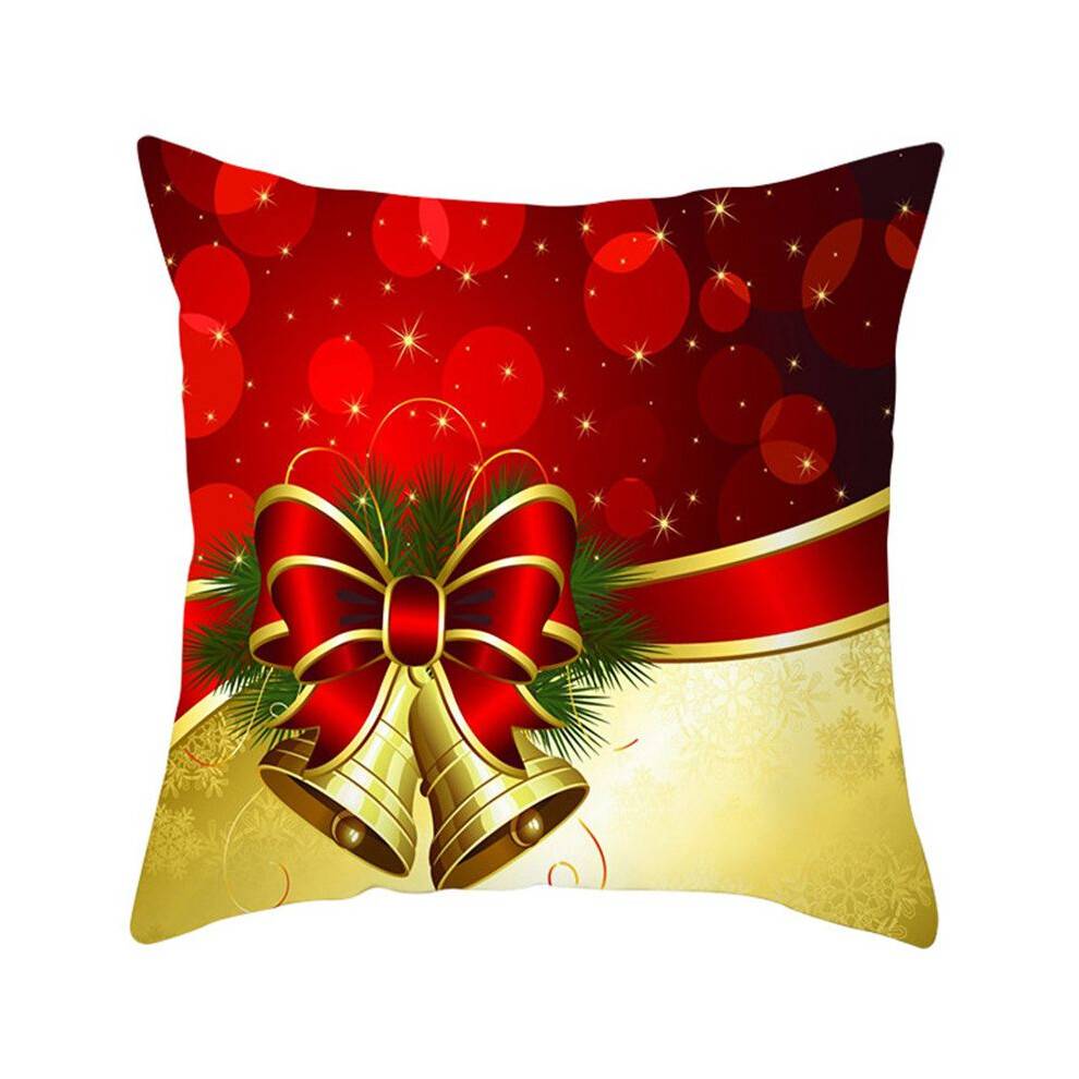 (Bell)Christmas Red Pillow Case Throw Cushion Cover Pillowcase Xmas Sofa Decor Home