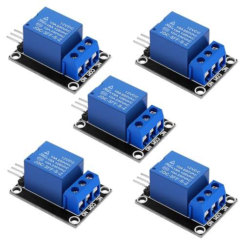 VooGenzek 5 ST 12V 1-Kanals Relämodul Kort Skärm Högnivåutlösare för PIC AVR DSP ARM Kompatibel med Arduino