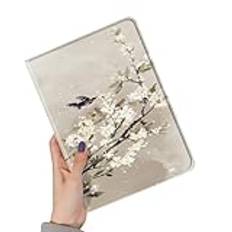 Fodral för iPad Air 4:e / 5:e generationen (2020/2022) 10,9 tums fodral blommönster sött smalt läder folio smart fodral med pennhållare, automatisk uppvakning/sömn (färg: L)