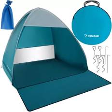 Pop-up strandtelt til 2 personer – med UV-beskyttelse, myggenet og forlænget bund (150x120x110 cm)