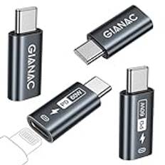 Blixt till USB C-adapter [4 stycken] adapter lightning till USB C snabb laddning, utgång power max kompatibel PD 60 W för iPhone 15/15 Pro/15 Pro MAX, Samsung Galaxy S23/S22/S21/S20/Note10