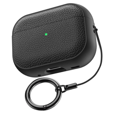 Kompatibel med AirPodsPro-fodral (2023/2022/2019, 2:a/1:a generationen) med nyckelring, helt skyddande anti-halk läderliknande struktur, kompatibel me - Svart (AirPods1/2,AirPods Pro,AirPods 3,AirPods Pro (2nd generation))