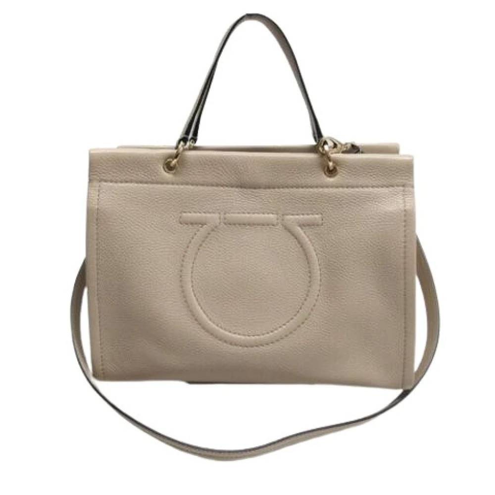 Salvatore Ferragamo Pre-owned Pre-owned ee-21 Håndtaske - Vintage - Dame - Beige - ONE SIZE - Uld