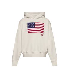 RALPH LAUREN KIDS Flag-Appliqué French Terry Hoodie |Vit |154-158