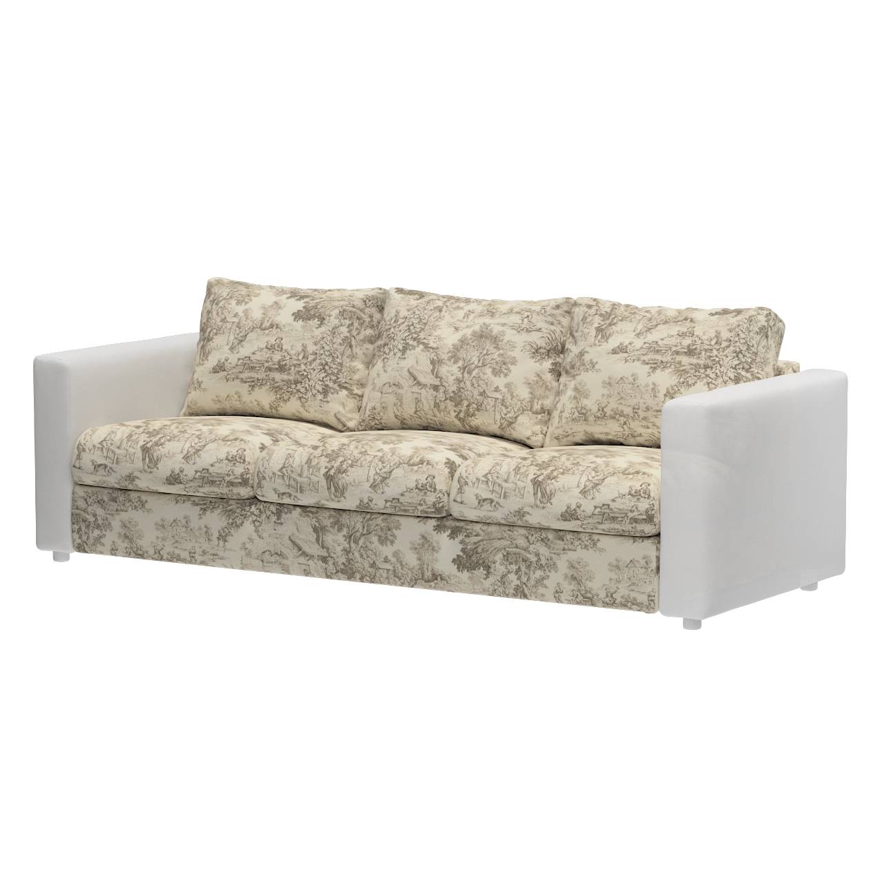 Vimle betræk 3-pers. sofa u.armlæn, Brun print, creme baggrund, 211 x 98 x 83 cm, Avinon