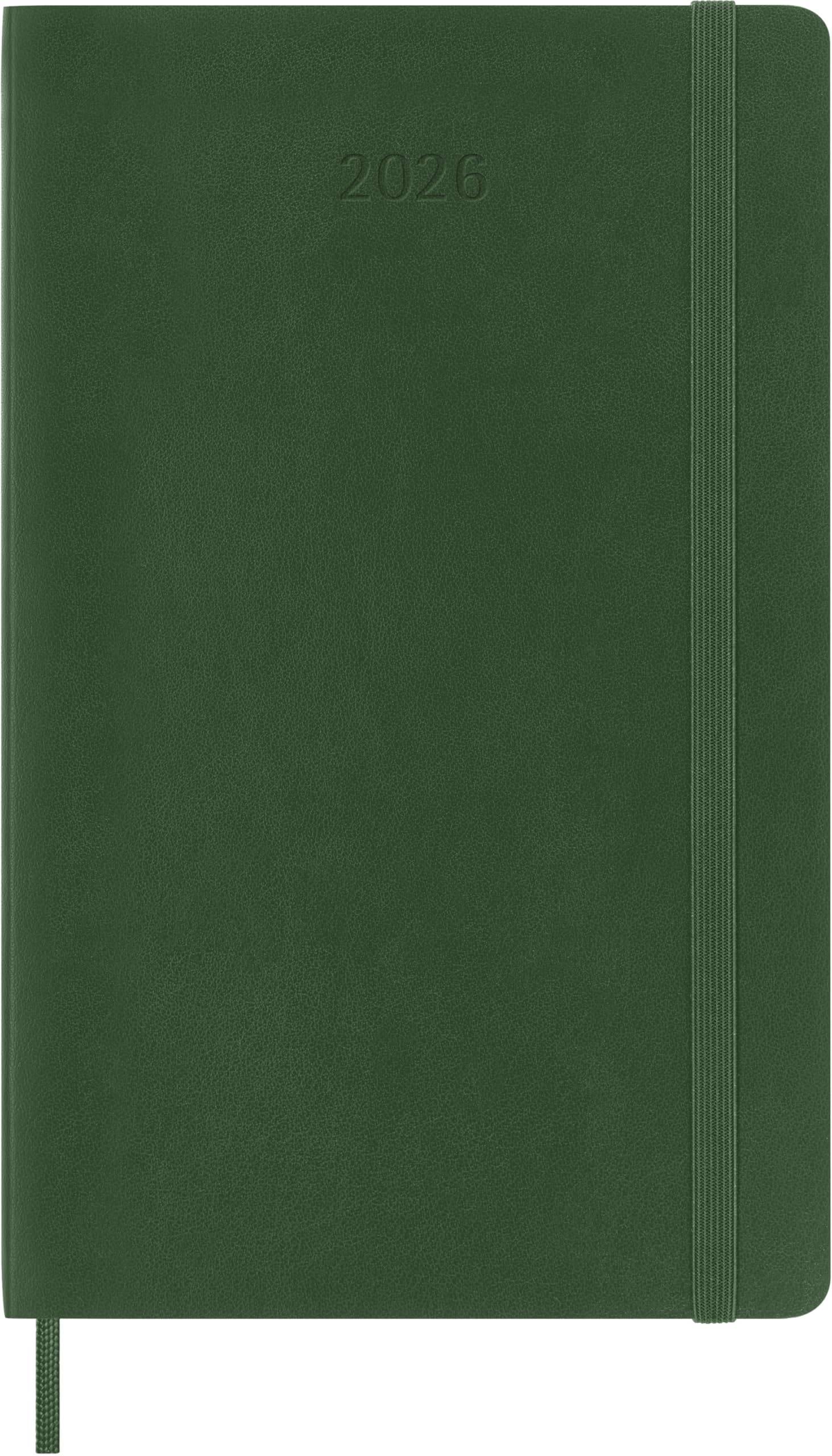 Moleskine 2026 Planner, 12-Month Daily Diary, January Start, Large Size (13cm x 21cm), Soft Cover, Myrtle Green, DSK1512DC3Y26