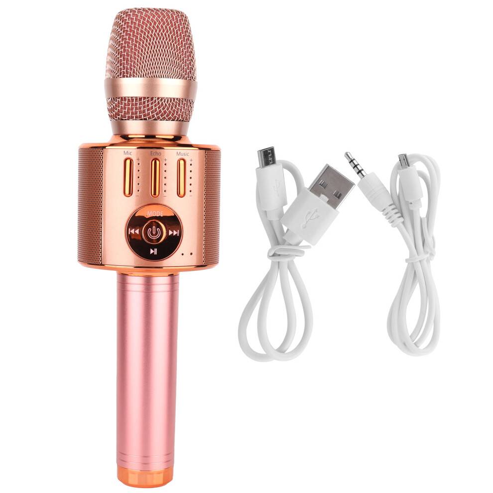 Karaoke-mikrofon med præcisionsstereo-akustiske højttalere og LED-lys, kvalitetslyd og stemmeeffekter til et personligt sangeventyr