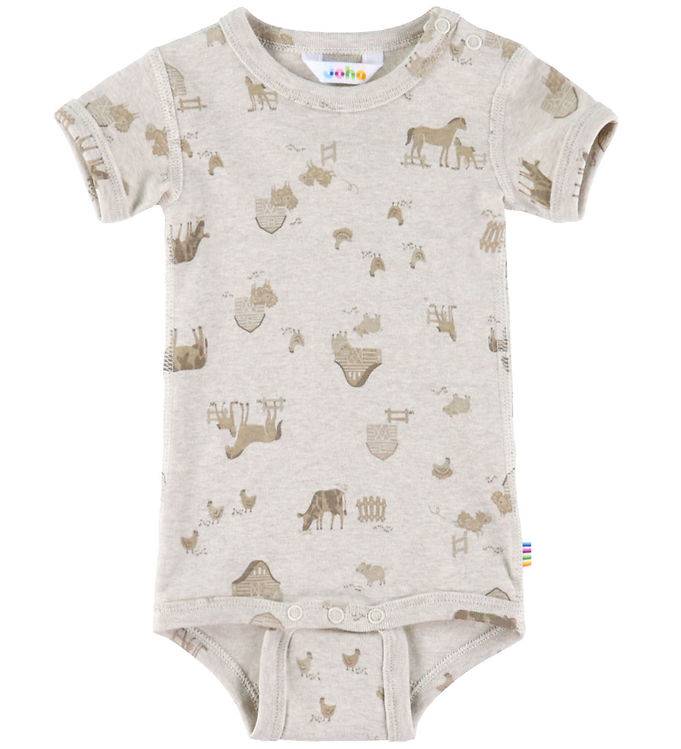 Joha Body k/ä - Ljus Beige m. Bondgårdsdjur - Joha - 100 - Body K/Ä