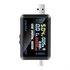 URPIZY USB-testare, USB C voltmeter, C strömmätare digital multimeter strömmätare power meter, meter phone charging multimeter strömmätare USB-spänningsmätare power meter (B)