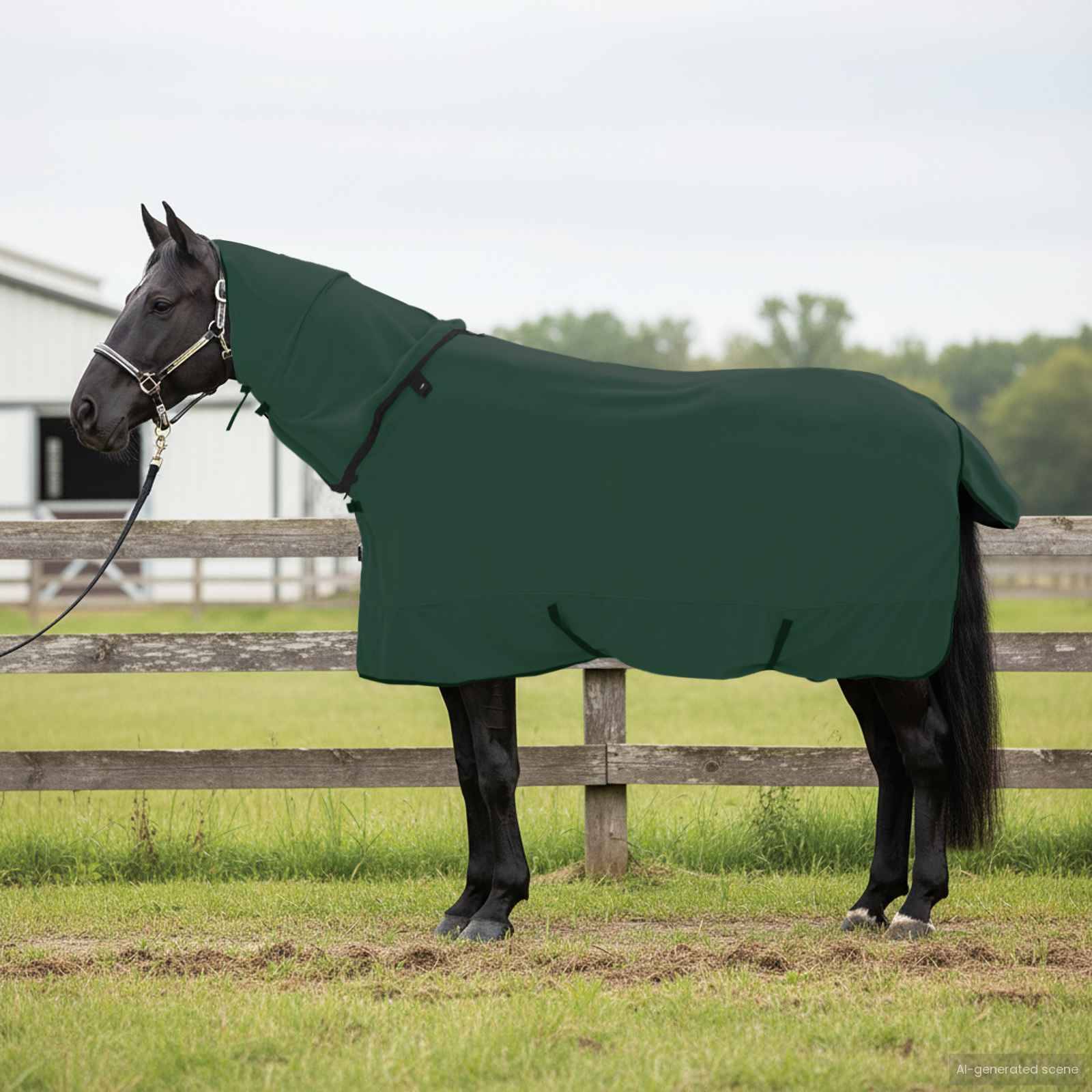 vidaXL Hästdyna Fullt mörkgrön 165 cm Polyester Fleece