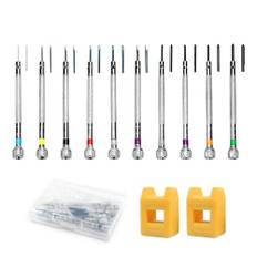 10 stycken urmakare-skruvmejselset med avmagnetiserare, 0,6 mm – 2,0 mm precisionsurmakarverktyg, klockreparation skruvmejsel, för klockor skruvmejsel, glasögonskruvmejselset