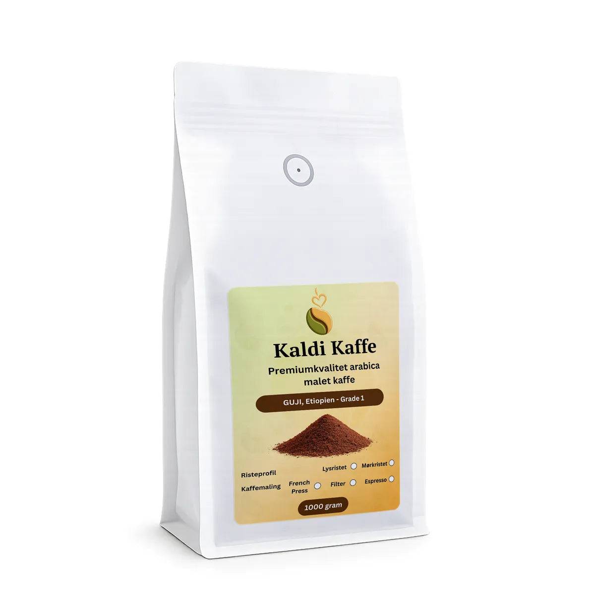 GUJI Etiopien Malet Kaffe - 100% Arabica - Grade 1 - Mørk / 1000g / Espresso