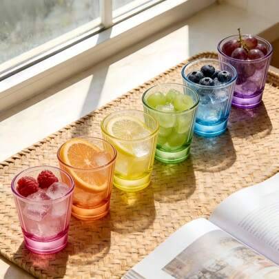 12/6 st färgglada shotglas i glas, 1,6 oz med tung botten, klara shotglas för tequila, whisky, vodka, likör och sprit, lämpliga för hemmafester, kompi - Multifärgad (1 ST,6 st,12 st)