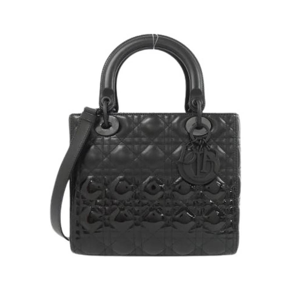 Dior Vintage Pre-owned Lady Dior Lambskin Patent Handbag - Vintage - Dame - Sort - ONE SIZE - Uld