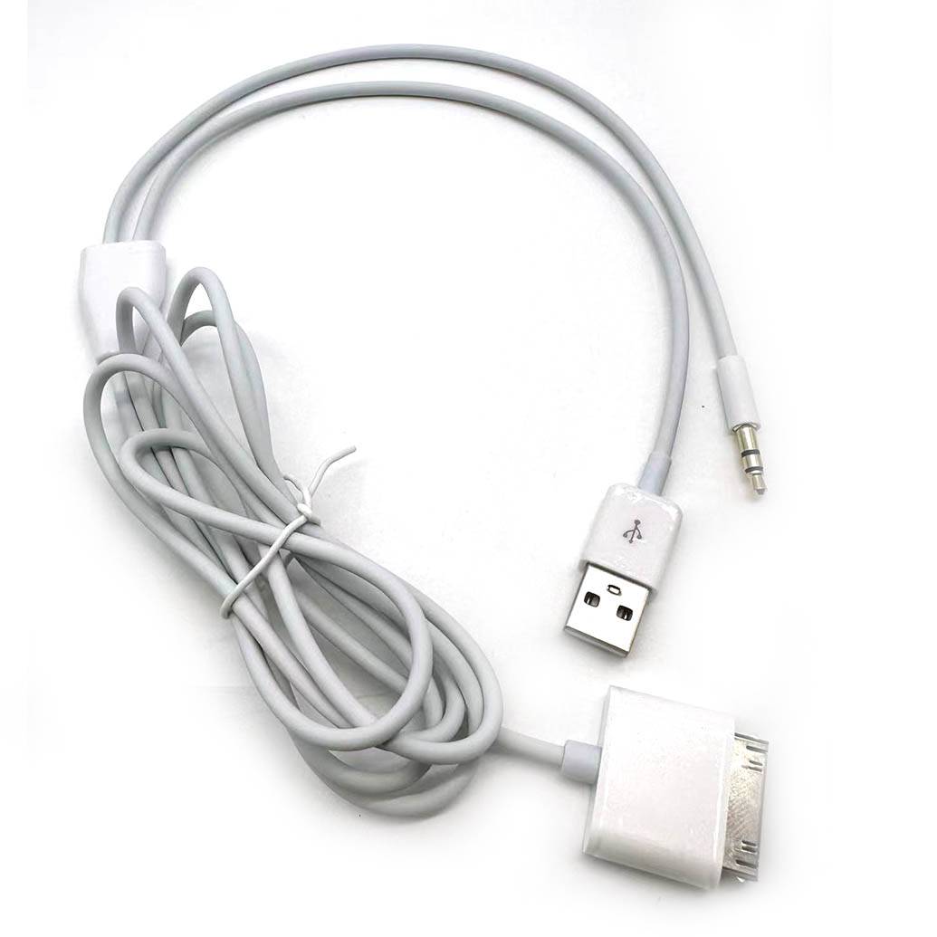30Pin to 3.5mm Car AUX Audio USB Charger Cable 1.5m for iPhone 4/4S iPod Nano/ Touch iPad 2/3