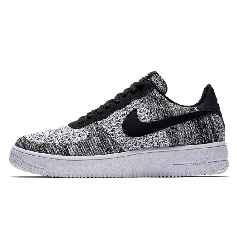 Nike Air Force 1 Flyknit 2 Svarta Pure Platinum Sneakers AV3042-001 cm