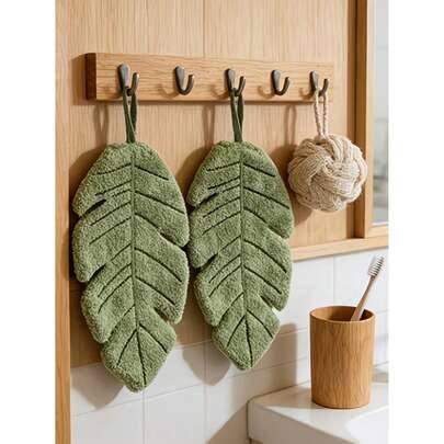 Dessa handdukar har ett bananbladsmönster och är gjorda av mjukt, absorberande korallfleece. De är perfekta för badrum, kök och hemmet, vilket gör dem - Multifärgad (1 st,2 st)
