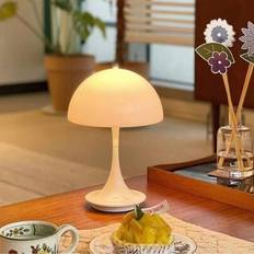 3-färgsdimbar sladdlös bordslampa med dimmer, bärbar beröringssvamplampa, uppladdningsbar sänglampa, läsnattlampa, LED-lampa, lämplig för jul, födelse (Typ A-vit)