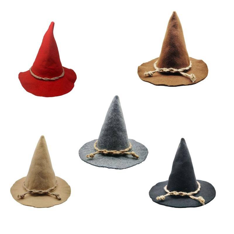 Fågelskrämma Häxhatt Halloween Häxhatt Festlig Fest Unisex Trollkarlshatt för Festliga Firanden beige