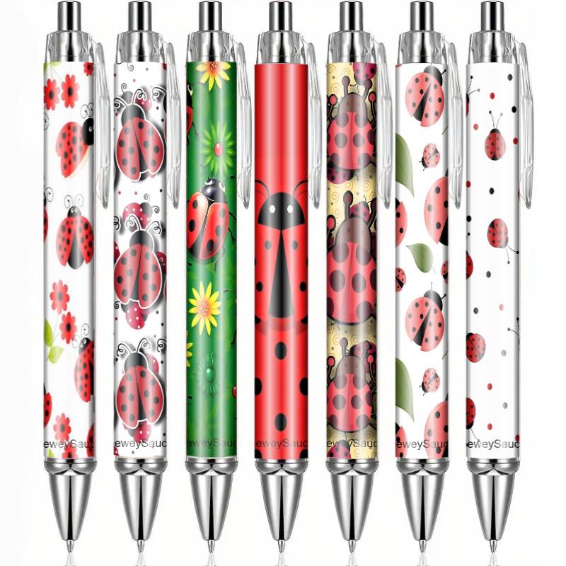 7pcs Ladybug Fun Pens, Cute Floating Liquid Writing Diary Office Pens, Unique Gift For Women And Men