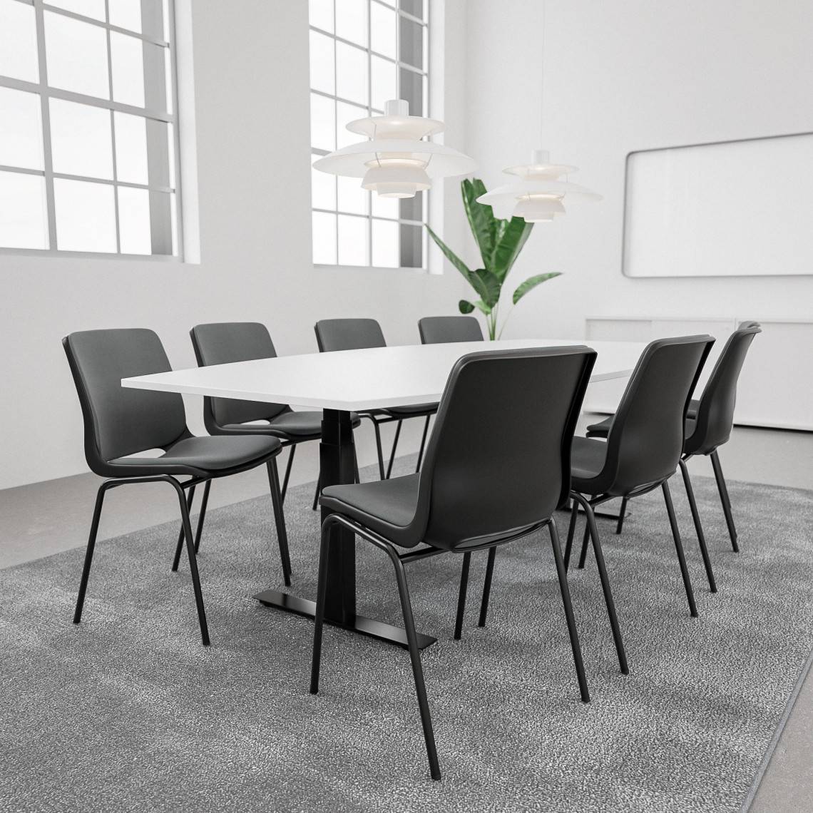 Konferencesæt Agenda + Ana 4340SR, Bordplade Hvid, Stol Black / Graphite / Grey