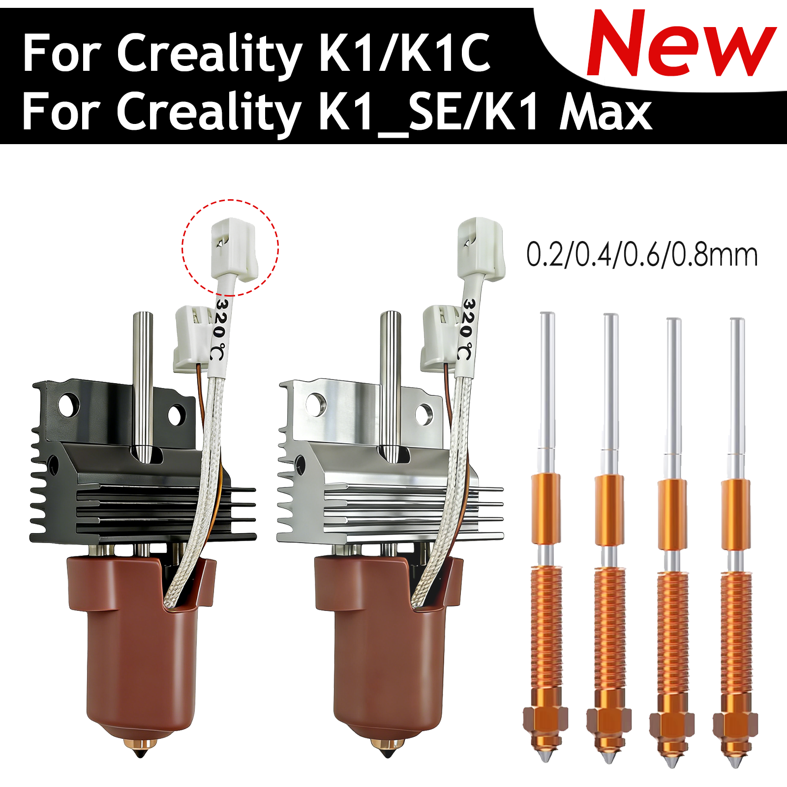 2026 New Version For Creality K1 Series Hotend Kit | Nozzle & Heatsink Upgrade for K1/K1C/K1 SE/K1 MAX | 3D Printer Parts