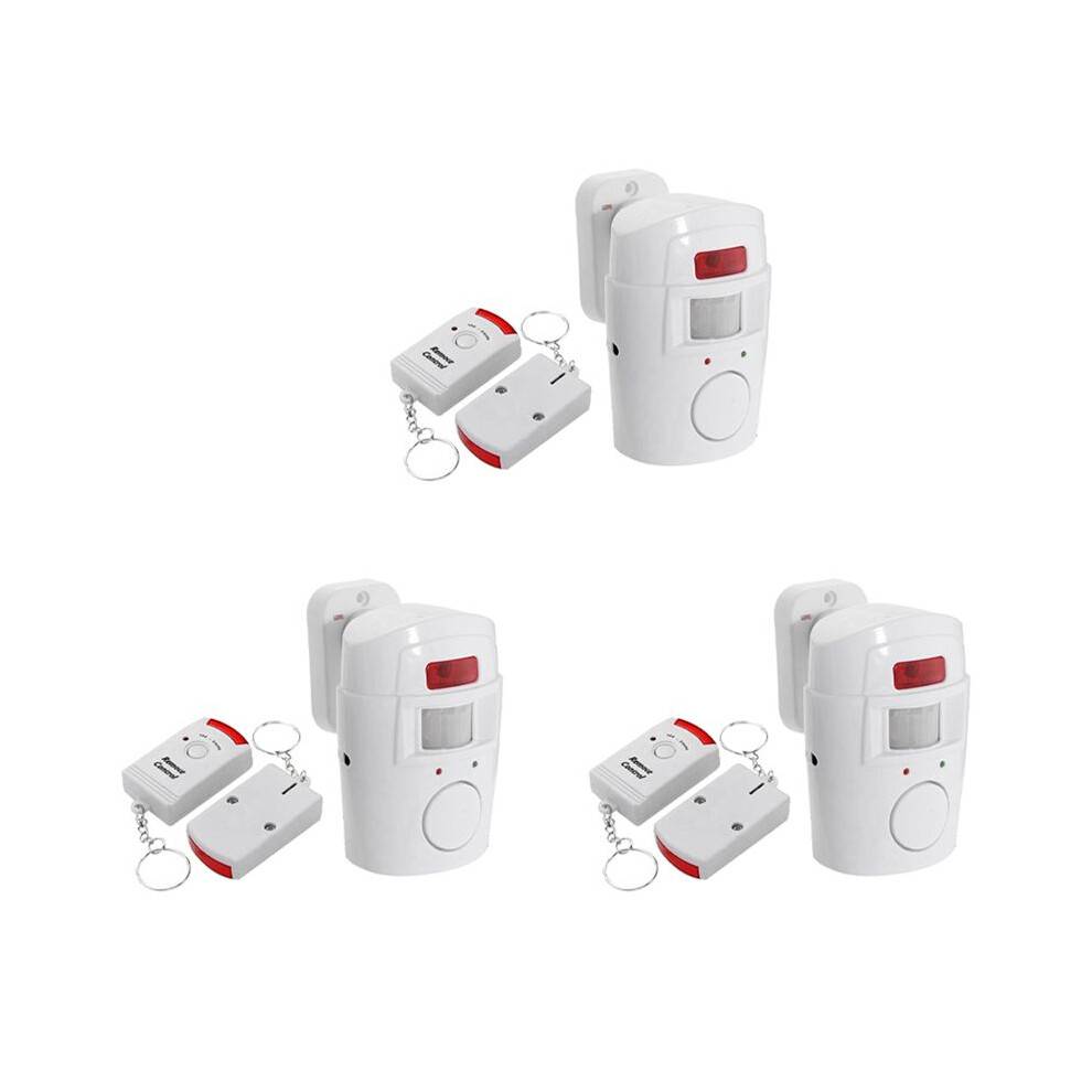 3X Infrared Motion Sensor Alarm - Burglar Alarm with 2 Remote Controls, Suitable for Home/Garages/Shops