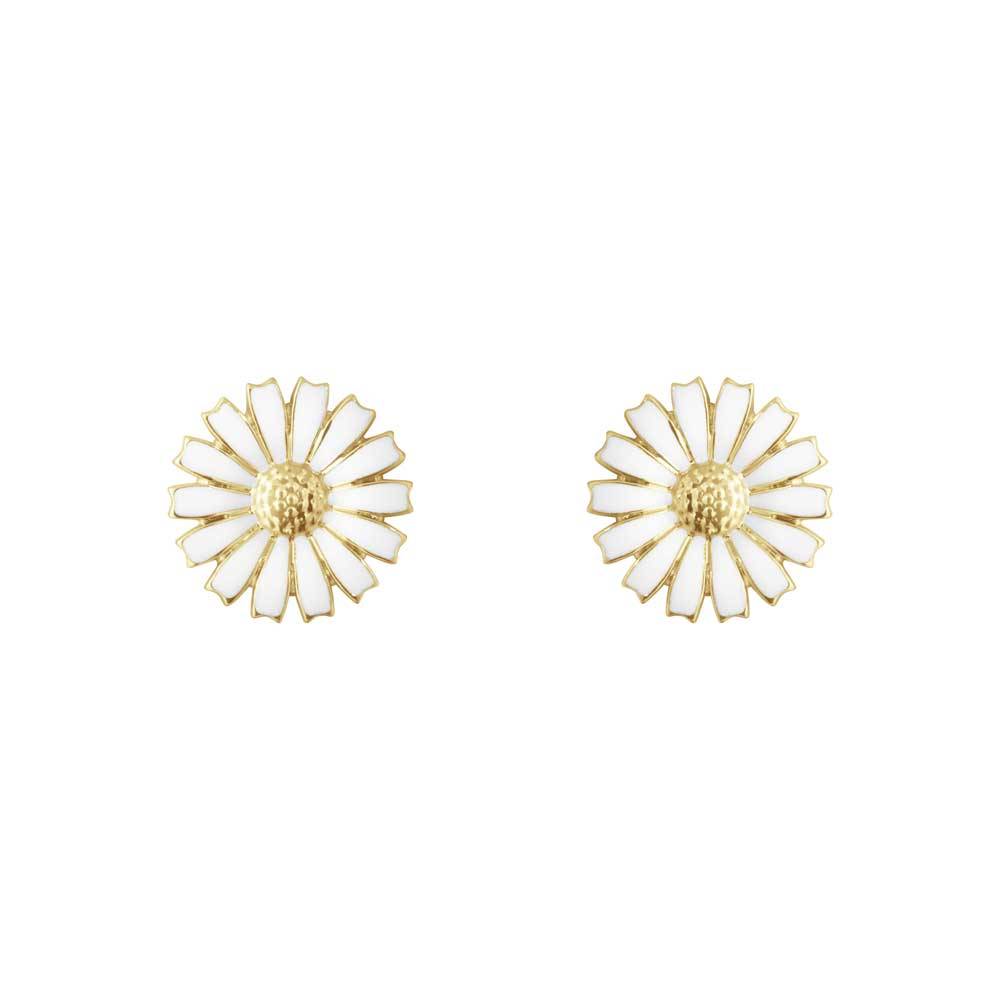 Georg Jensen Daisy øreringe i forgyldt sølv med emalje, 11mm (20001720)