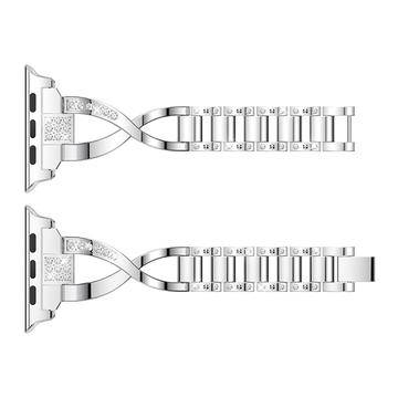 Apple Watch (38/40/SE/41/42mm) Diamant Stål Dame Urrem - sølv