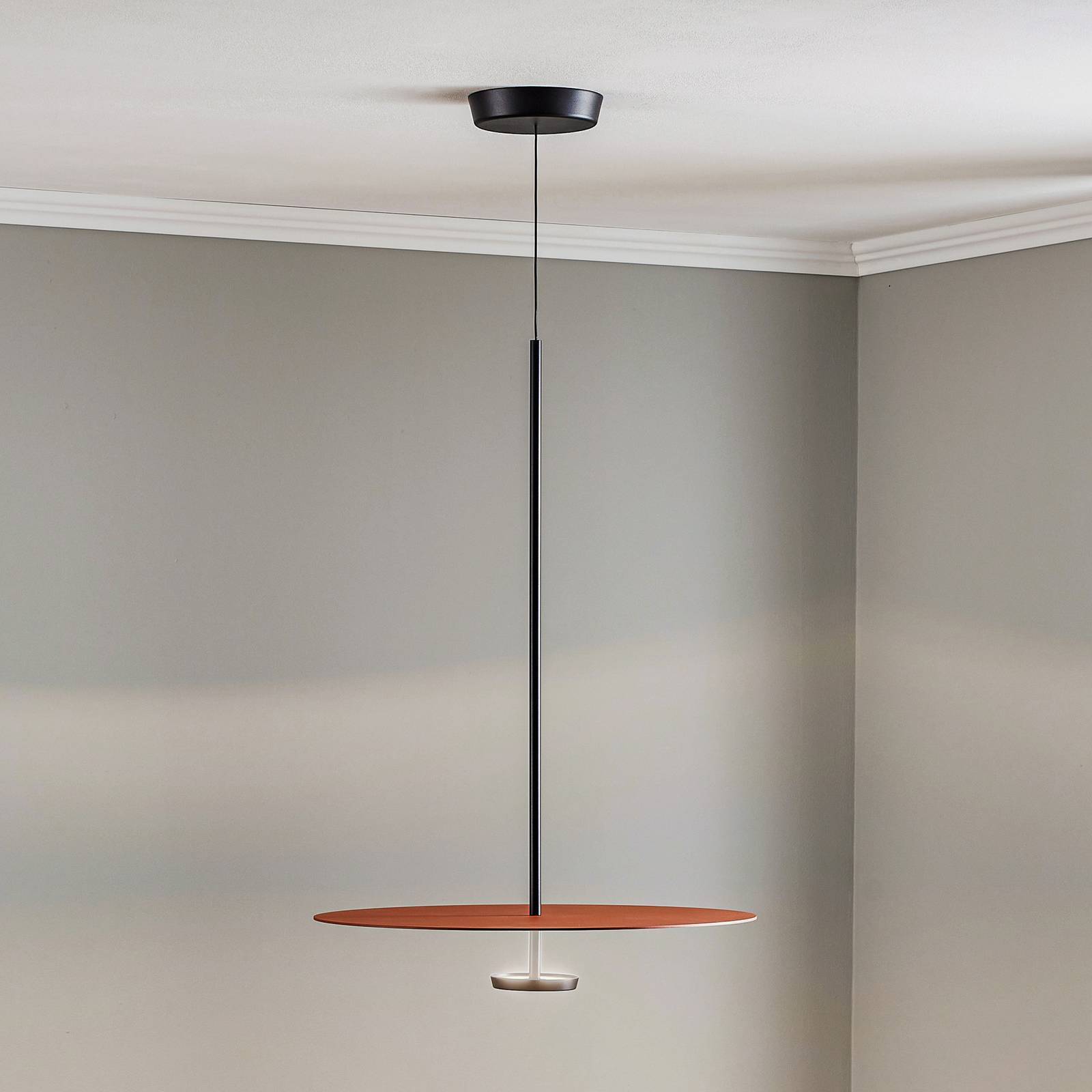 Vibia Designer hængelampe Flat, dæmpbar, Terracotta, Stue/spisestue, Metal, Moderne